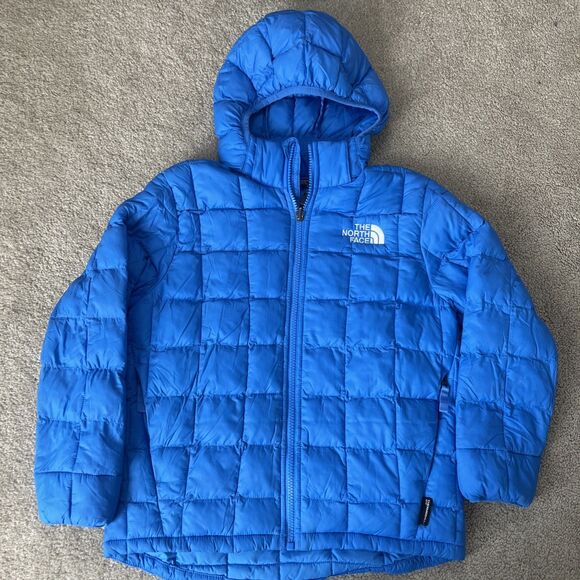 North Face Thermoball Puffer Jacket Boys Medium 10 Eco Blue Gorpcore Hooded - Picture 1 of 10
